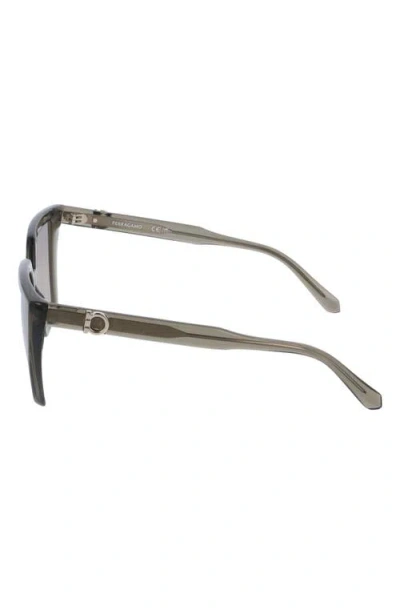 Ferragamo 54mm Modified Rectangular Sunglasses In Transparent Khaki
