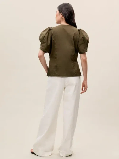Rebecca Taylor Raquel Twill Shirt In Olive