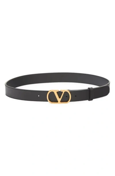 Valentino Garavani Valentino Vlogo 30 Black Leather Belt