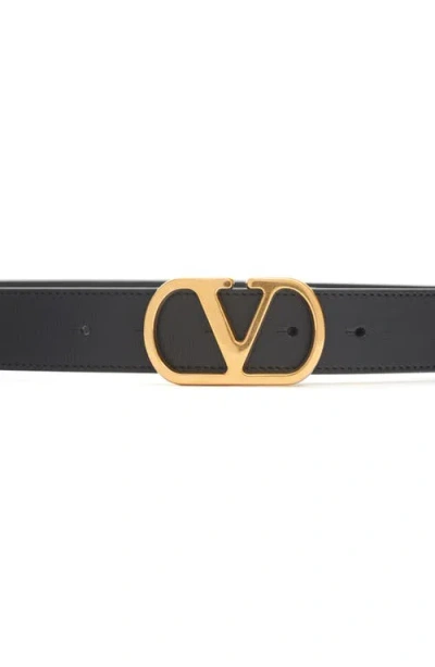 Valentino Garavani Valentino Vlogo 30 Black Leather Belt