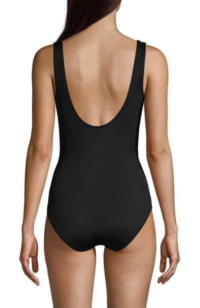 Lands' End Plus Size Dd-cup Slender Tummy Control Chlorine Resistant Wrap One Piece Swimsuit In Black
