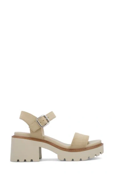 Mia Savy Sandals Women'ssand Leather Ankle Strap Lug Sole Block Heel Gal690 In Sand