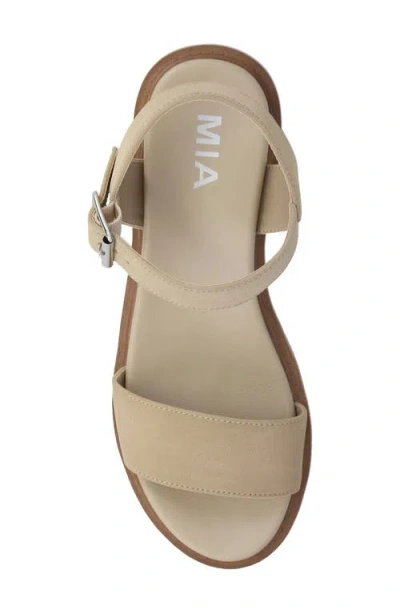 Mia Savy Sandals Women'ssand Leather Ankle Strap Lug Sole Block Heel Gal690 In Sand
