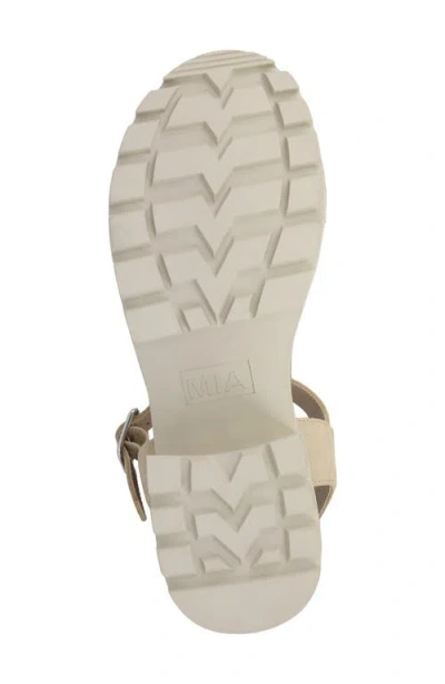 Mia Savy Sandals Women'ssand Leather Ankle Strap Lug Sole Block Heel Gal690 In Sand