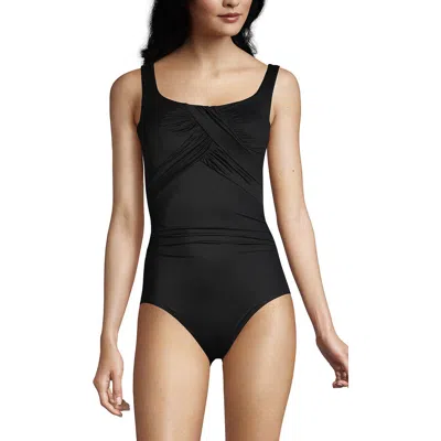 Lands' End Plus Size Dd-cup Slender Grecian Tummy Control Chlorine Resistant One Piece Swimsuit In Black