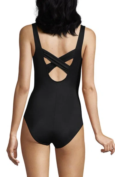 Lands' End Plus Size Dd-cup Slender Grecian Tummy Control Chlorine Resistant One Piece Swimsuit In Black