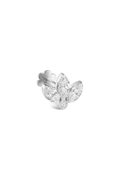 Maria Tash Single Invisible Set Diamond Lotus Threaded Stud Earring In White Gold