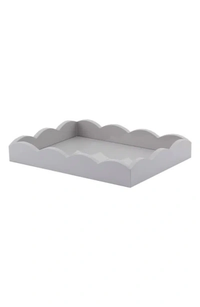 Addison Ross London Grey Scalloped-edge Square Lacquered Tray 20cm X 27cm In Chiffon