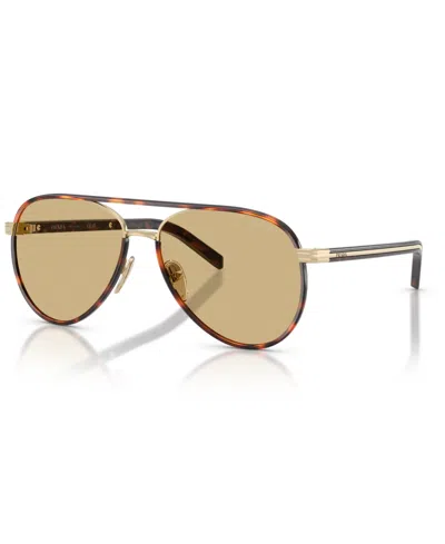 Prada Womens Gold Pr B57s Pilot-frame Steel Sunglasses In Neutral