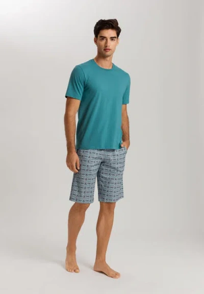 Hanro Night And Day Drawstring Cotton Shorts In Blue