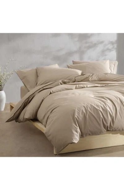 Calvin Klein Washed Percale Comforter & Sham Set In Camel Brown