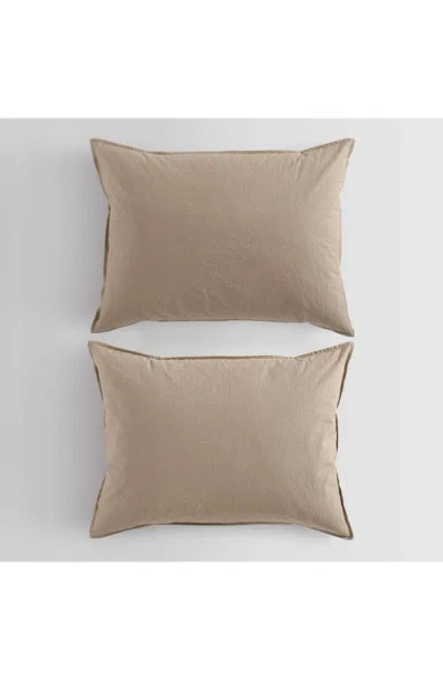 Calvin Klein Washed Percale Comforter & Sham Set In Camel Brown