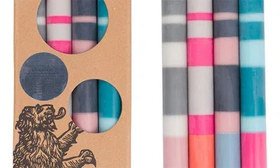 British Colour Standard Assorted 4-pack Stripe Dinner Candles In Multi-coloured