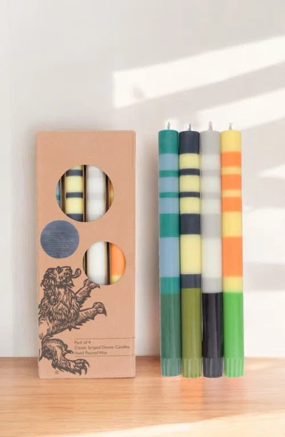 British Colour Standard Assorted 4-pack Stripe Dinner Candles In Multi-coloured