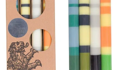 British Colour Standard Assorted 4-pack Stripe Dinner Candles In Multi-coloured
