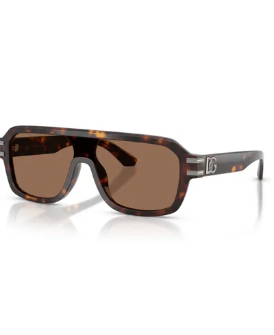 Dolce & Gabbana Tortoiseshell-pattern Logo-plaque Sunglasses In Brown