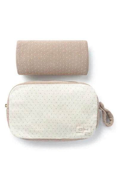 Domani Home Dotty Pouch And Blanket Set Taupe In Stone