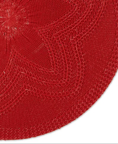 Design Imports Floral Woven Round Placemat, Set Of 6 In Vintage Red