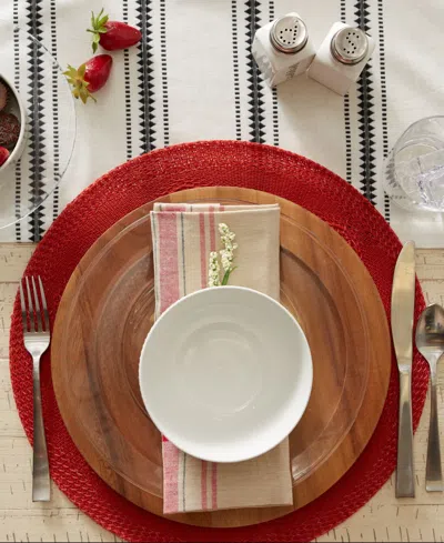 Design Imports Floral Woven Round Placemat, Set Of 6 In Vintage Red