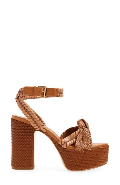 Schutz Kareena Platform Nappa Leather Sandal In Cuoio Brown