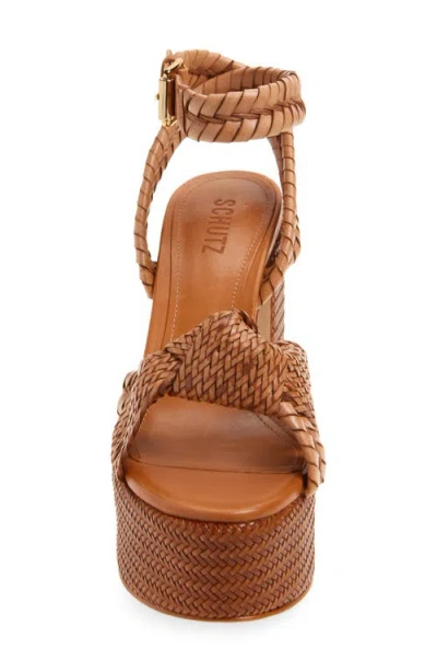 Schutz Kareena Platform Nappa Leather Sandal In Cuoio Brown