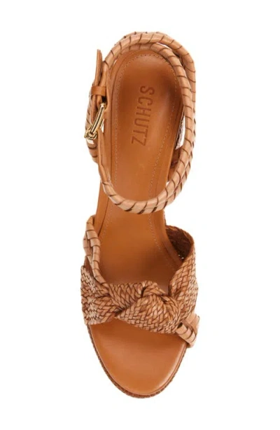 Schutz Kareena Platform Nappa Leather Sandal In Cuoio Brown