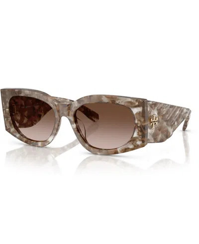 Tory Burch Kira 56mm Rectangular Sunglasses In Brown