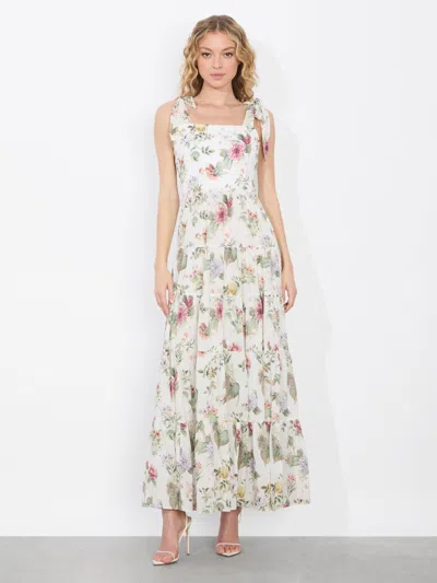 Alice And Olivia Monnie Tie Strap Tiered Maxi Dress In Multi