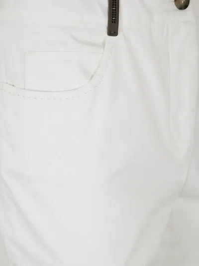 Peserico Light Cotton Satin Stretch Trousers In White