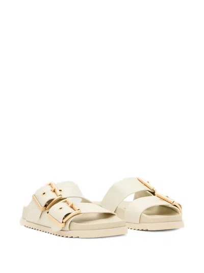 Allsaints Sian Leather Buckle Sandals In Chalk White