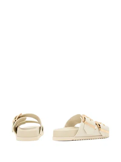 Allsaints Sian Leather Buckle Sandals In Chalk White