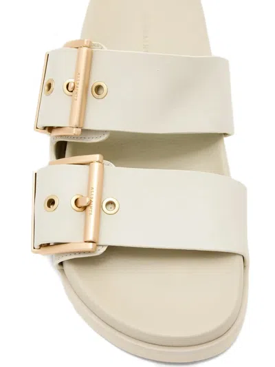 Allsaints Sian Leather Buckle Sandals In Chalk White