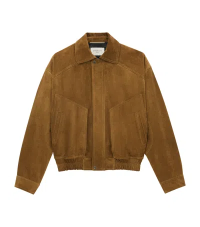 Saint Laurent Contemporary Silhouette Suede Jacket In Brown