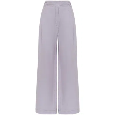 Brunello Cucinelli Violet Pants With Monil Detail On The Loop And Wide Leg