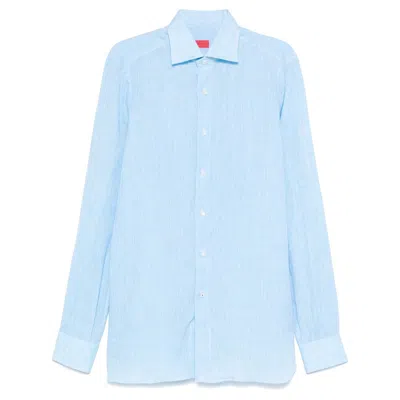 Isaia Linen Shirts In Blue