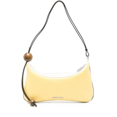 Jacquemus Le Grand Bisou Perle Yellow Shoulder Bag With Adjustable Shoulder Strap And Front Logo In Leather Wo
