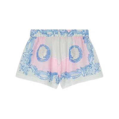 Versace Pink Shorts With Elastic Waist And All-over Graphic Print