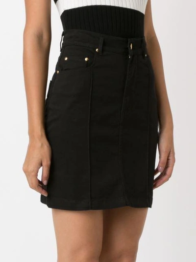 Shop Amapô High Waist Fitted Denim Skirt In Black