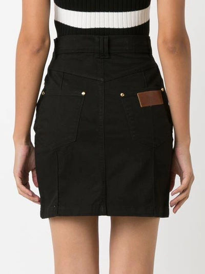 Shop Amapô High Waist Fitted Denim Skirt In Black
