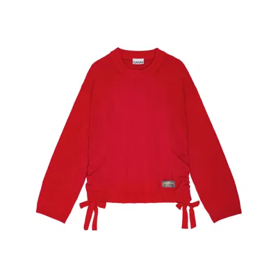 Ganni Red Future Wool Mix Oversized Sweater