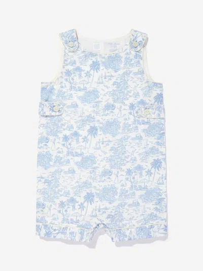 Ralph Lauren Boy's Printed Bubble Romper W/ Hat Set In Blue