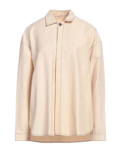 Sunnei Contrasting Stitching Shirt With Concealed Buttoning In White