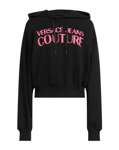 Versace Jeans Couture Woman Sweatshirt Black Size M Cotton, Elastane In Black