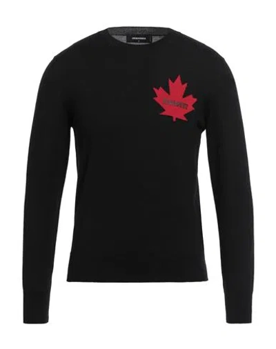Dsquared2 Man Sweater Black Size L Wool In Black