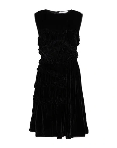 Cecilie Bahnsen Uki Ruffled-trim Velvet Dress In Black