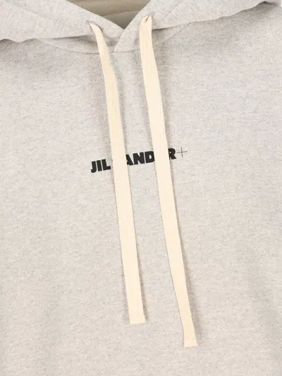 Jil Sander Grey Cotton Hoodie In Gray