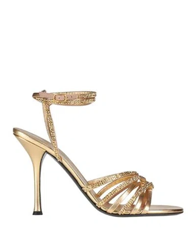 Valentino Garavani Woman Sandals Gold Size 12 Leather