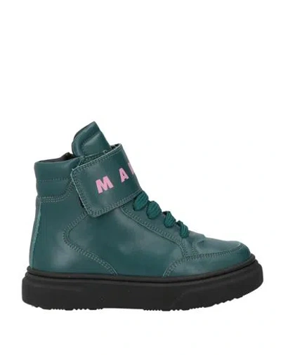 Marni Toddler Girl Ankle Boots Dark Green Size 10c Leather In Green