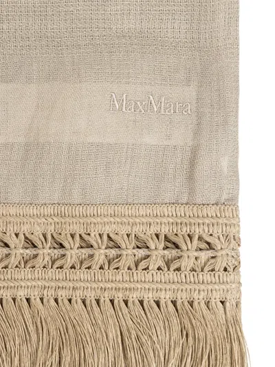 Max Mara Fringed Edge Wrap Scarf In Neutrals