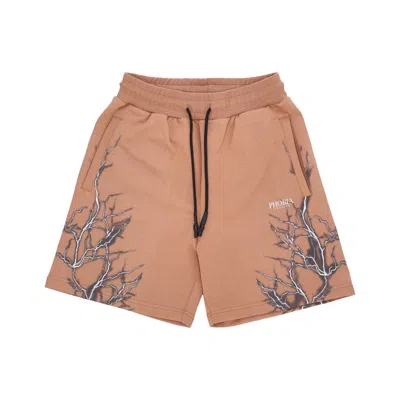 Phobia Lightning-print Cotton Shorts In Terracotta/grey